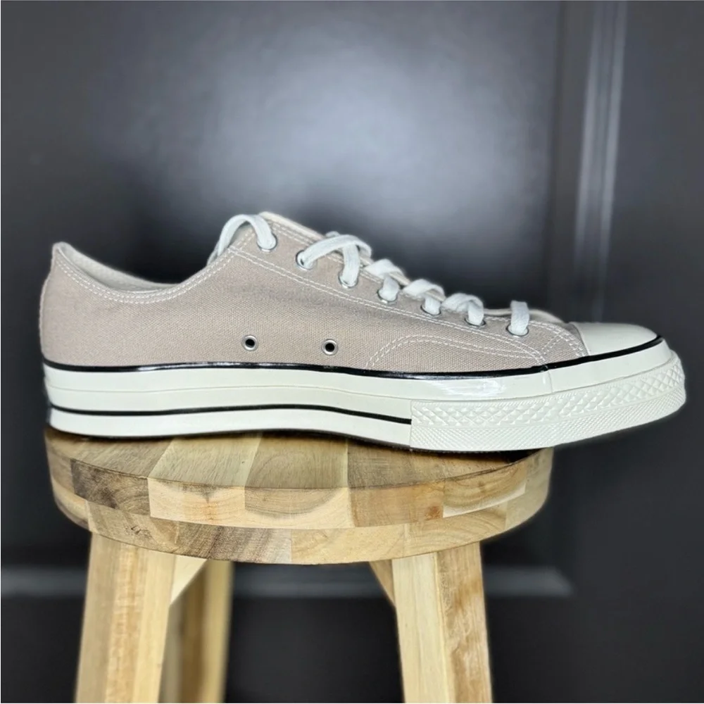 Converse Men's Low-Top Sneakers in Light Taupe and White - Picture 9 of 14